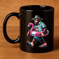 Bigfoot Flamingo Aloha Pool Party Hawaiian Party 11oz C Handle Ceramic Mug