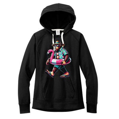 Bigfoot Flamingo Aloha Pool Party Hawaiian Party Women's Fleece Hoodie