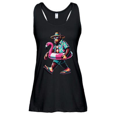 Bigfoot Flamingo Aloha Pool Party Hawaiian Party Ladies Essential Flowy Tank
