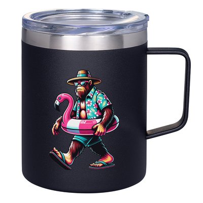 Bigfoot Flamingo Aloha Pool Party Hawaiian Party 12oz Stainless Steel Coffee Mug