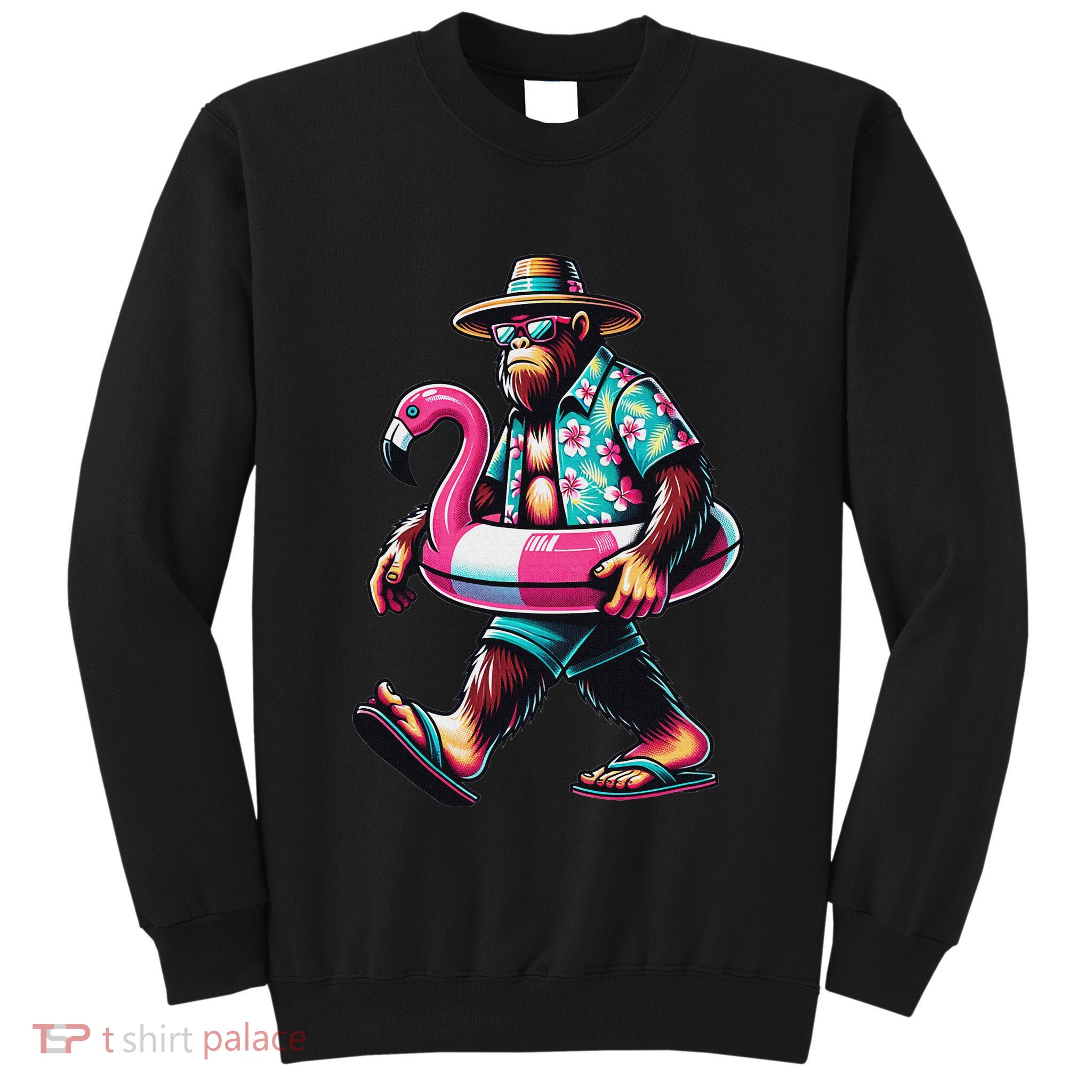 Bigfoot Flamingo Aloha Pool Party Hawaiian Party Tall Sweatshirt