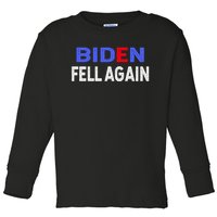 Biden Fell Again Funny Joe Biden Toddler Long Sleeve Shirt