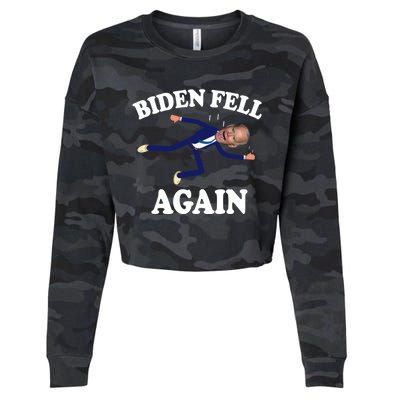 Biden Fell Again Funny Joe Biden Cropped Pullover Crew