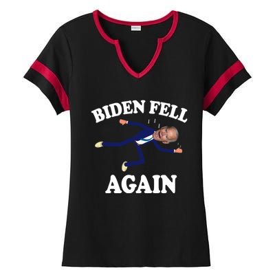 Biden Fell Again Funny Joe Biden Ladies Halftime Notch Neck Tee