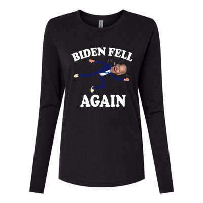 Biden Fell Again Funny Joe Biden Womens Cotton Relaxed Long Sleeve T-Shirt