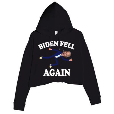 Biden Fell Again Funny Joe Biden Crop Fleece Hoodie