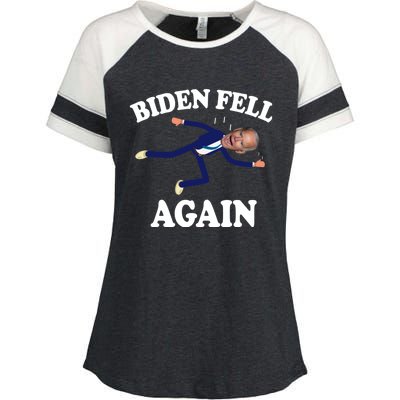 Biden Fell Again Funny Joe Biden Enza Ladies Jersey Colorblock Tee