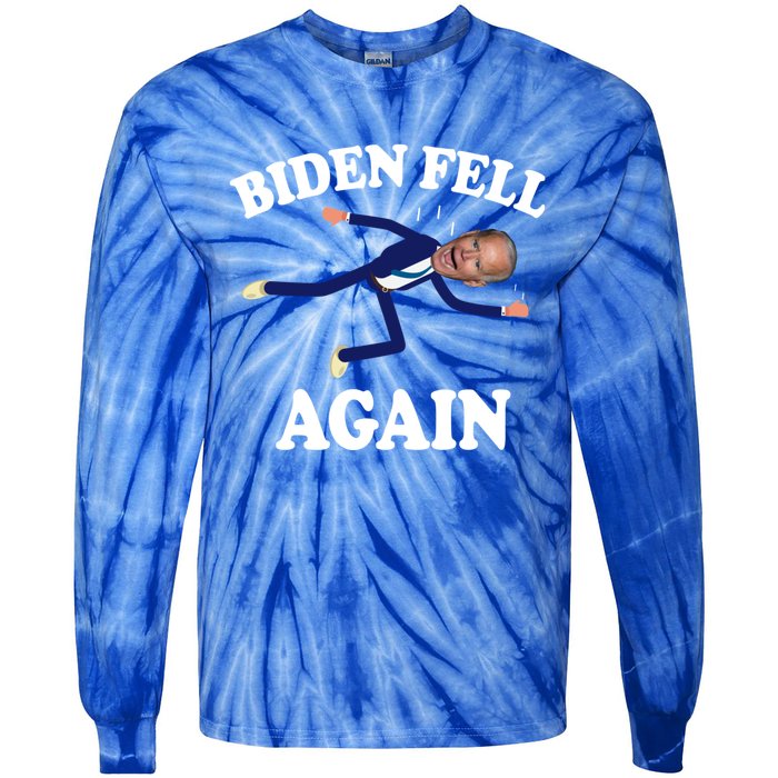 Biden Fell Again Funny Joe Biden Tie-Dye Long Sleeve Shirt