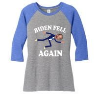 Biden Fell Again Funny Joe Biden Women's Tri-Blend 3/4-Sleeve Raglan Shirt