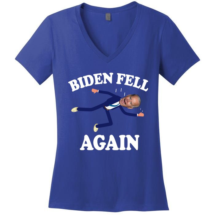 Biden Fell Again Funny Joe Biden Women's V-Neck T-Shirt