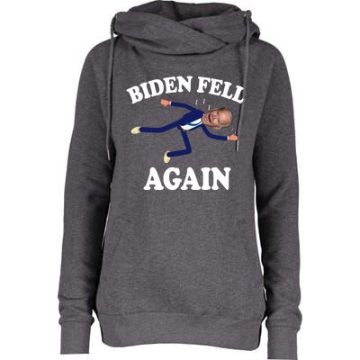 Biden Fell Again Funny Joe Biden Womens Funnel Neck Pullover Hood