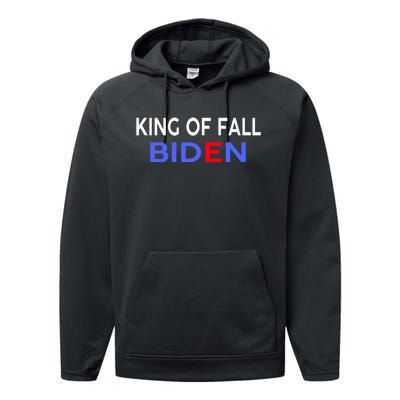 king of fall biden biden fell again funny academy graduation Performance Fleece Hoodie