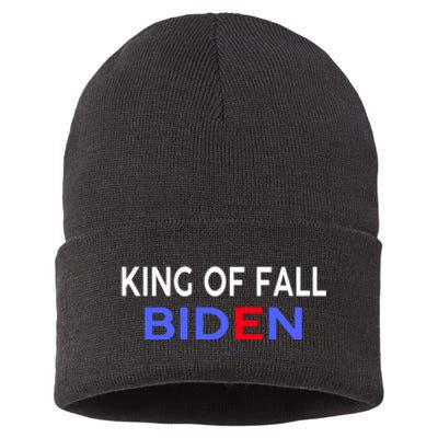 king of fall biden biden fell again funny academy graduation Sustainable Knit Beanie