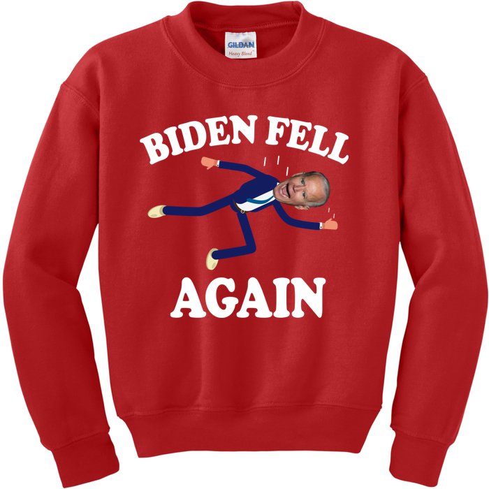 Biden Fell Again Funny Joe Biden Kids Sweatshirt