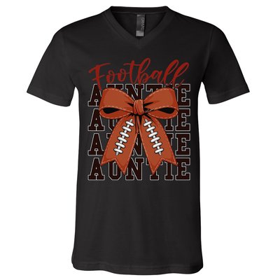 Baby Football Auntie Coquette Bow Cute Mom Teen Girl V-Neck T-Shirt