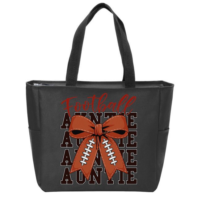 Baby Football Auntie Coquette Bow Cute Mom Teen Girl Zip Tote Bag