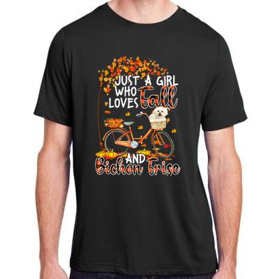 Bichon Frise And Fall Funny Dog Owner Bicycle Thanksgiving Adult ChromaSoft Performance T-Shirt