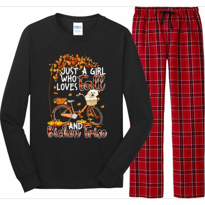 Bichon Frise And Fall Funny Dog Owner Bicycle Thanksgiving Long Sleeve Pajama Set