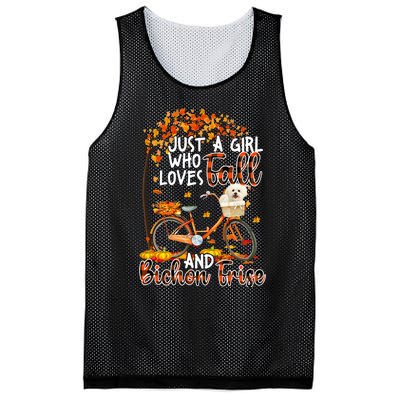 Bichon Frise And Fall Funny Dog Owner Bicycle Thanksgiving Mesh Reversible Basketball Jersey Tank