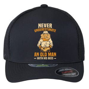 Beekeeping Funny An Old Man With His Bees Beekeeper Flexfit Unipanel Trucker Cap