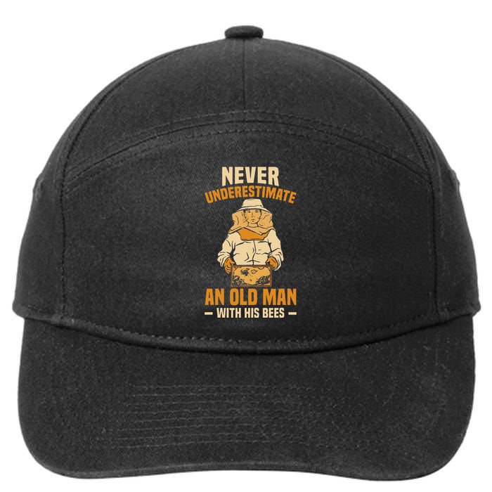 Beekeeping Funny An Old Man With His Bees Beekeeper 7-Panel Snapback Hat