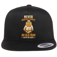 Beekeeping Funny An Old Man With His Bees Beekeeper Flat Bill Trucker Hat