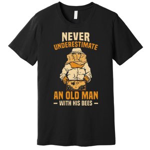 Beekeeping Funny An Old Man With His Bees Beekeeper Premium T-Shirt