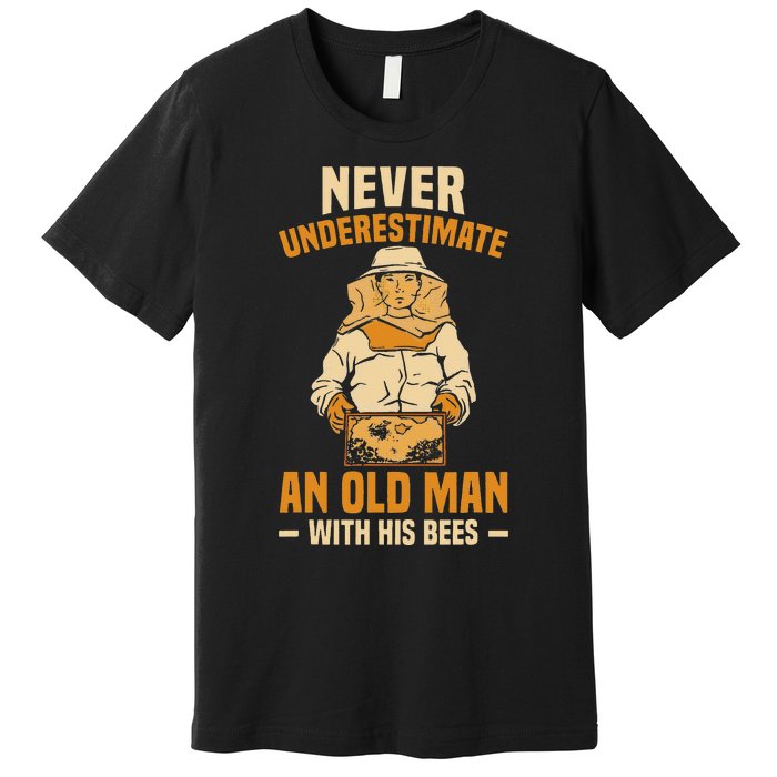 Beekeeping Funny An Old Man With His Bees Beekeeper Premium T-Shirt