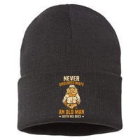 Beekeeping Funny An Old Man With His Bees Beekeeper Sustainable Knit Beanie