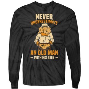 Beekeeping Funny An Old Man With His Bees Beekeeper Tie-Dye Long Sleeve Shirt