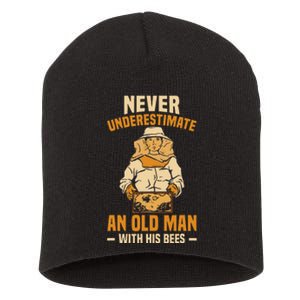 Beekeeping Funny An Old Man With His Bees Beekeeper Short Acrylic Beanie