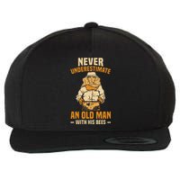 Beekeeping Funny An Old Man With His Bees Beekeeper Wool Snapback Cap