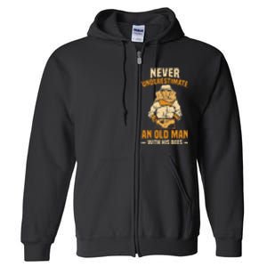 Beekeeping Funny An Old Man With His Bees Beekeeper Full Zip Hoodie