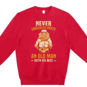 Beekeeping Funny An Old Man With His Bees Beekeeper Premium Crewneck Sweatshirt