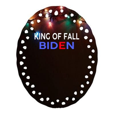 king of fall biden biden fell again funny academy graduation Ceramic Oval Ornament