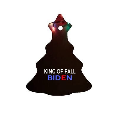 king of fall biden biden fell again funny academy graduation Ceramic Tree Ornament