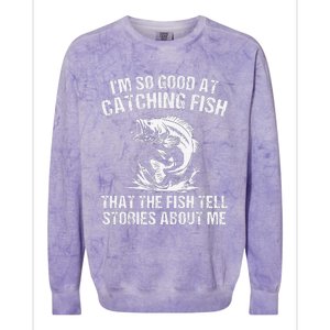 Bass Fishing Angler Funny Fisherman Catching Fish Gift Colorblast Crewneck Sweatshirt