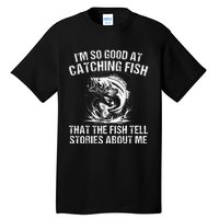 Bass Fishing Angler Funny Fisherman Catching Fish Gift Tall T-Shirt