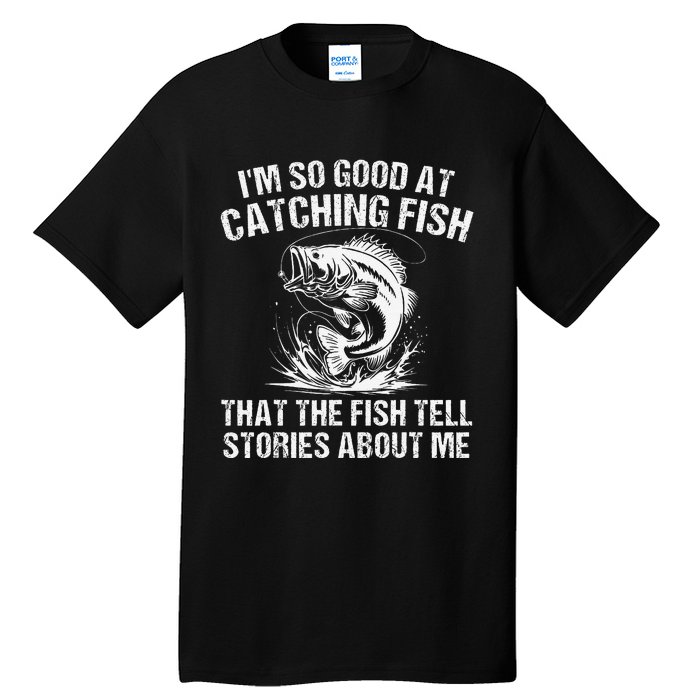 Bass Fishing Angler Funny Fisherman Catching Fish Gift Tall T-Shirt