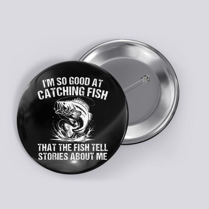 Bass Fishing Angler Funny Fisherman Catching Fish Gift Button