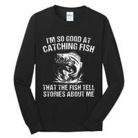 Bass Fishing Angler Funny Fisherman Catching Fish Gift Tall Long Sleeve T-Shirt