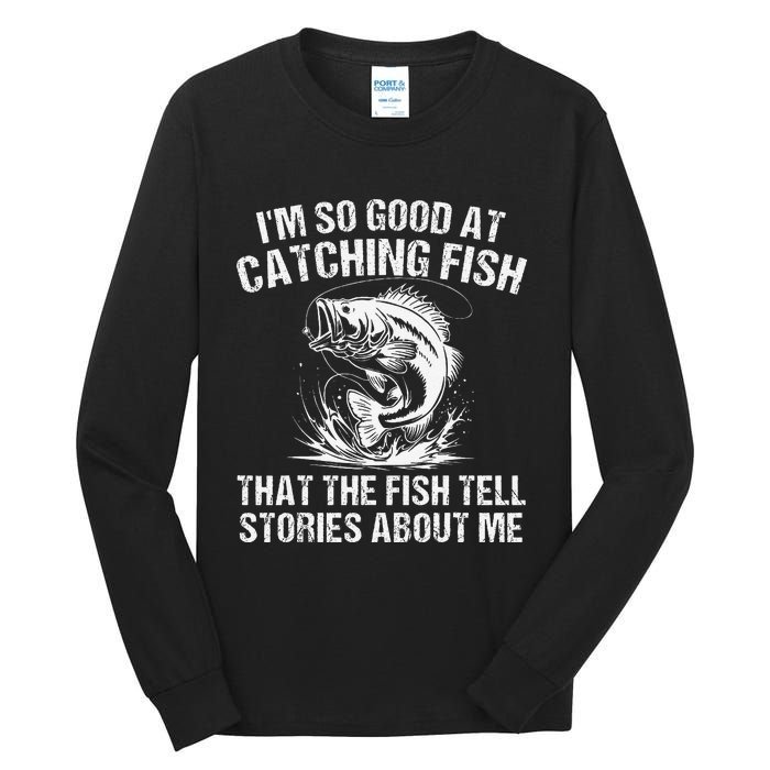 Bass Fishing Angler Funny Fisherman Catching Fish Gift Tall Long Sleeve T-Shirt