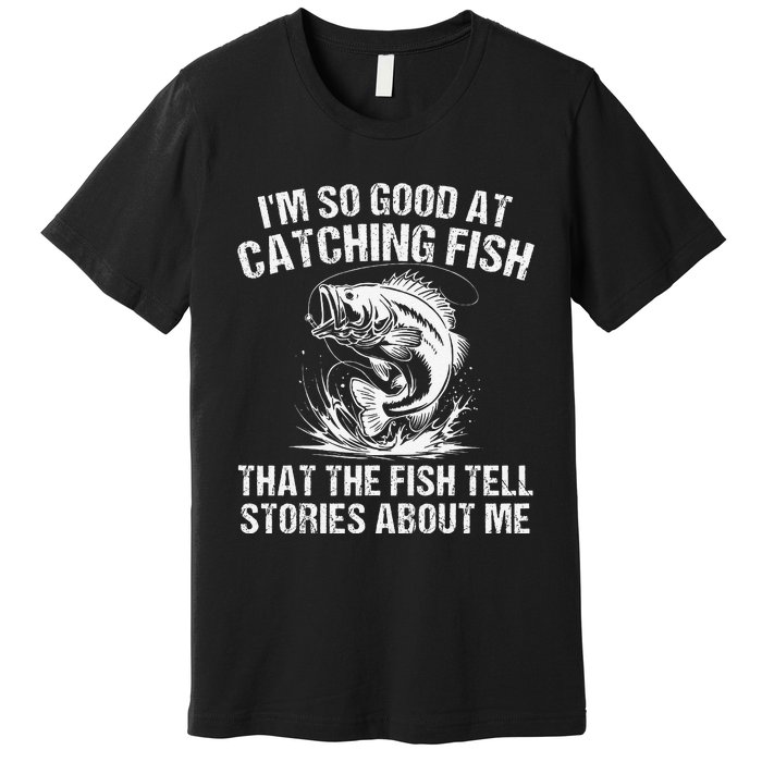 Bass Fishing Angler Funny Fisherman Catching Fish Gift Premium T-Shirt