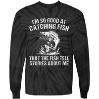 Bass Fishing Angler Funny Fisherman Catching Fish Gift Tie-Dye Long Sleeve Shirt