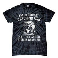 Bass Fishing Angler Funny Fisherman Catching Fish Gift Tie-Dye T-Shirt