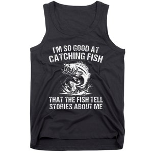 Bass Fishing Angler Funny Fisherman Catching Fish Gift Tank Top