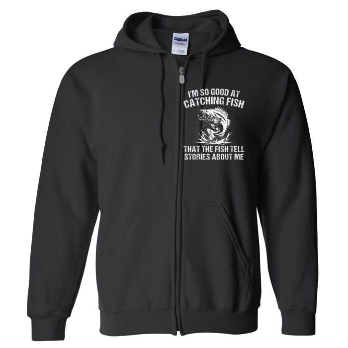 Bass Fishing Angler Funny Fisherman Catching Fish Gift Full Zip Hoodie