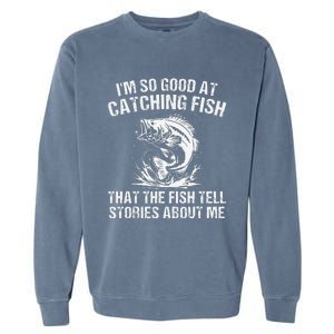 Bass Fishing Angler Funny Fisherman Catching Fish Gift Garment-Dyed Sweatshirt