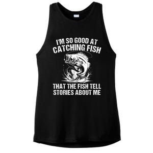 Bass Fishing Angler Funny Fisherman Catching Fish Ladies PosiCharge Tri-Blend Wicking Tank