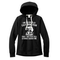 Bass Fishing Angler Funny Fisherman Catching Fish Women's Fleece Hoodie